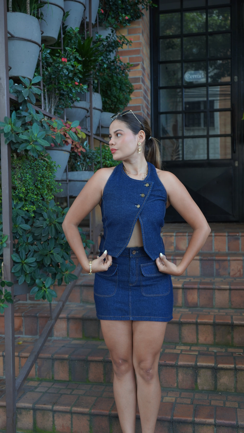 Top Oriental Azul